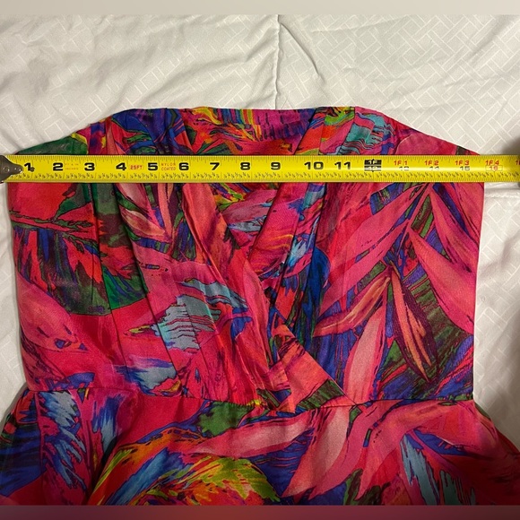 Milly Hot Pink Tropical Print Strapless Flowy Midi Dress Size 6 Colorful A-Line - Picture 5 of 7